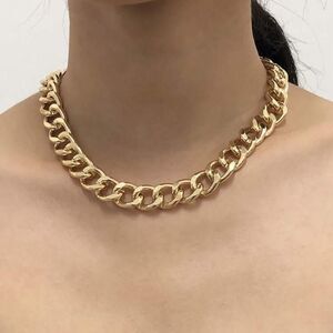 3for$20 1pc Fashion Big Necklace for Women Twist Gold Color
